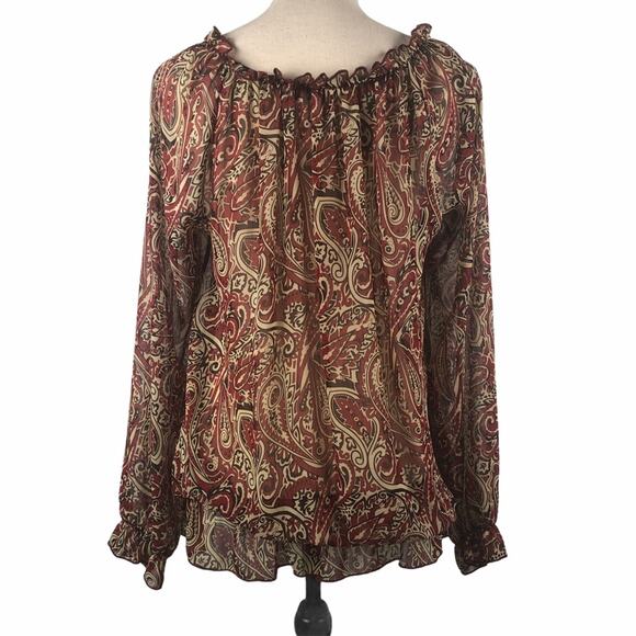 Sushi Flowers Paisley Print Sheer Blouse Large - Picture 2 of 7